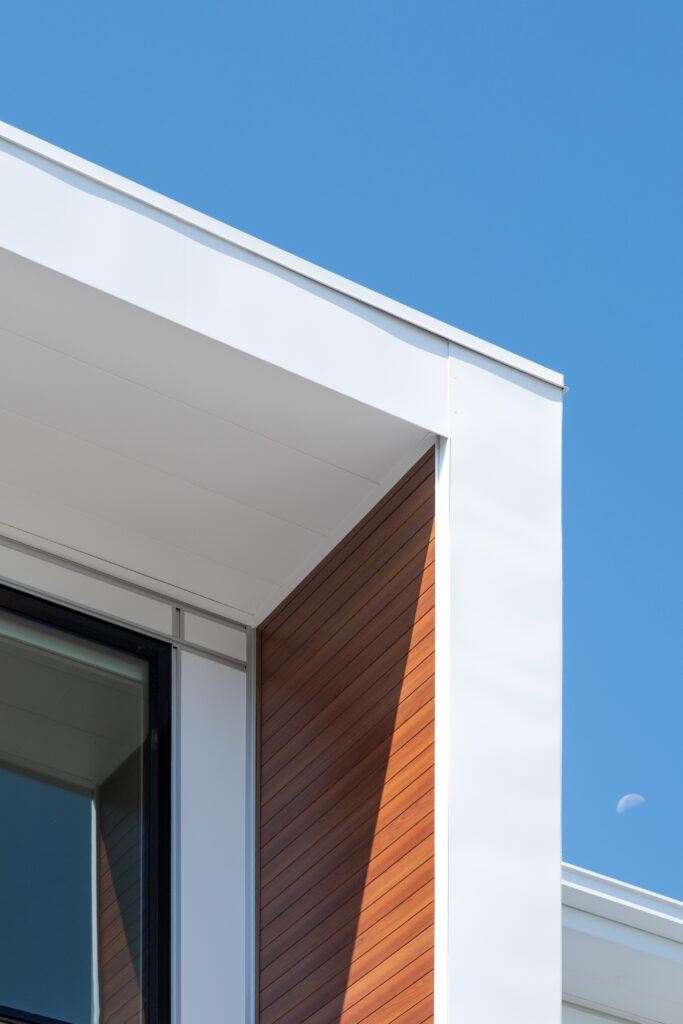 Corner architectural detail of a modern house.