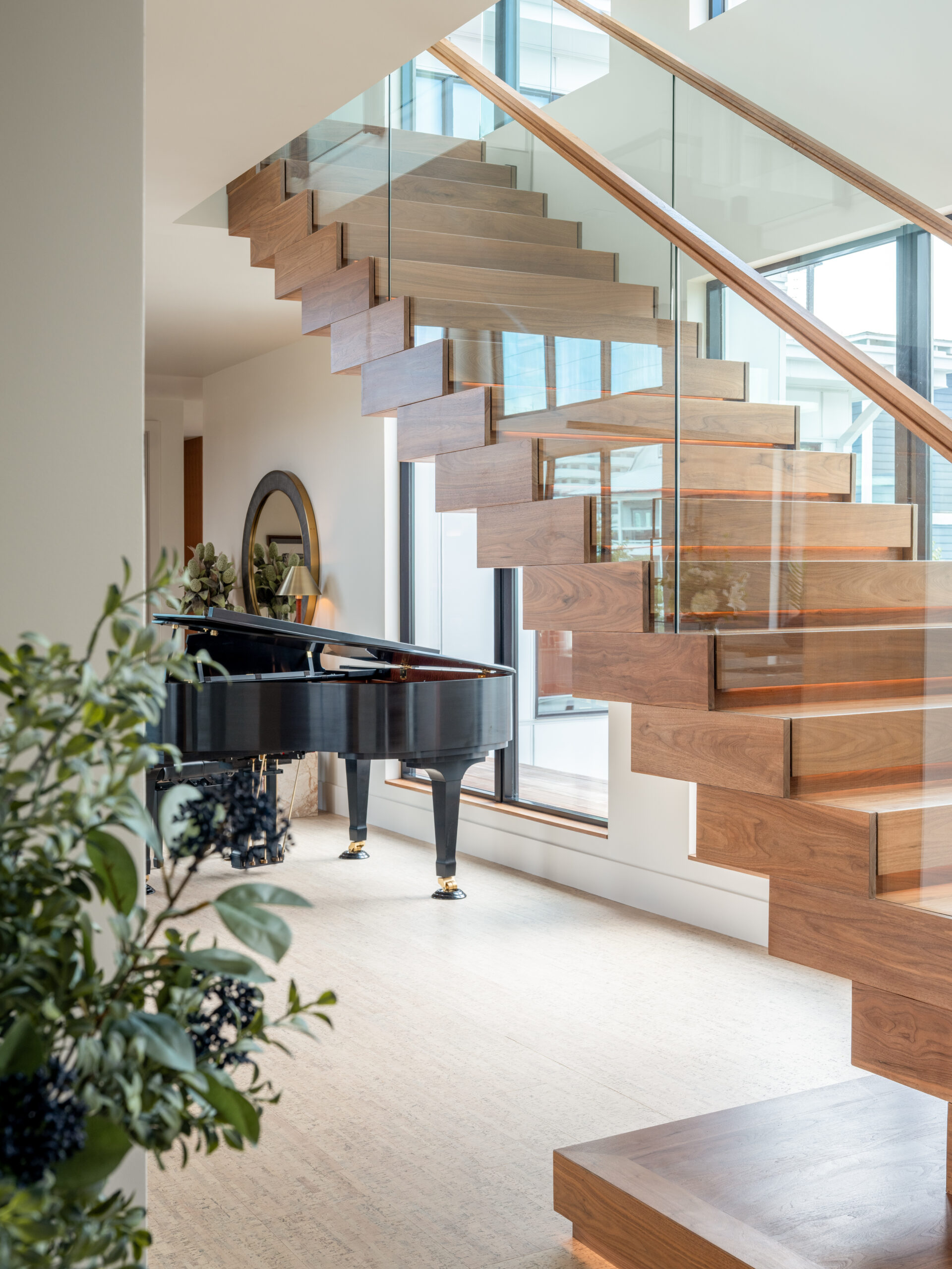 Sneaking view of an entrance to the main living space of a modern/contemporary home.